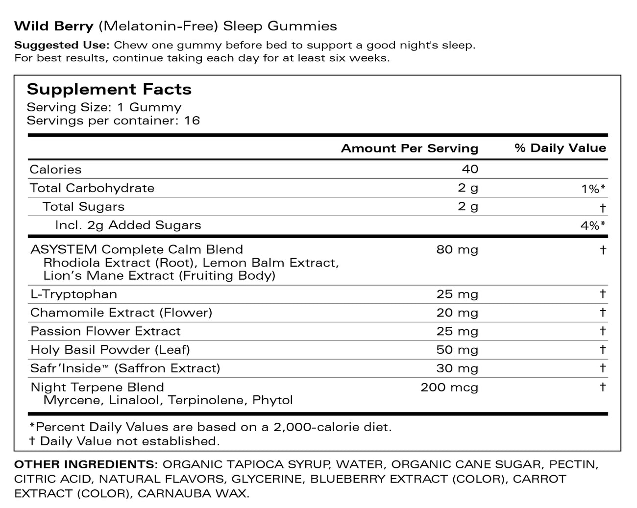 Ingredients Label