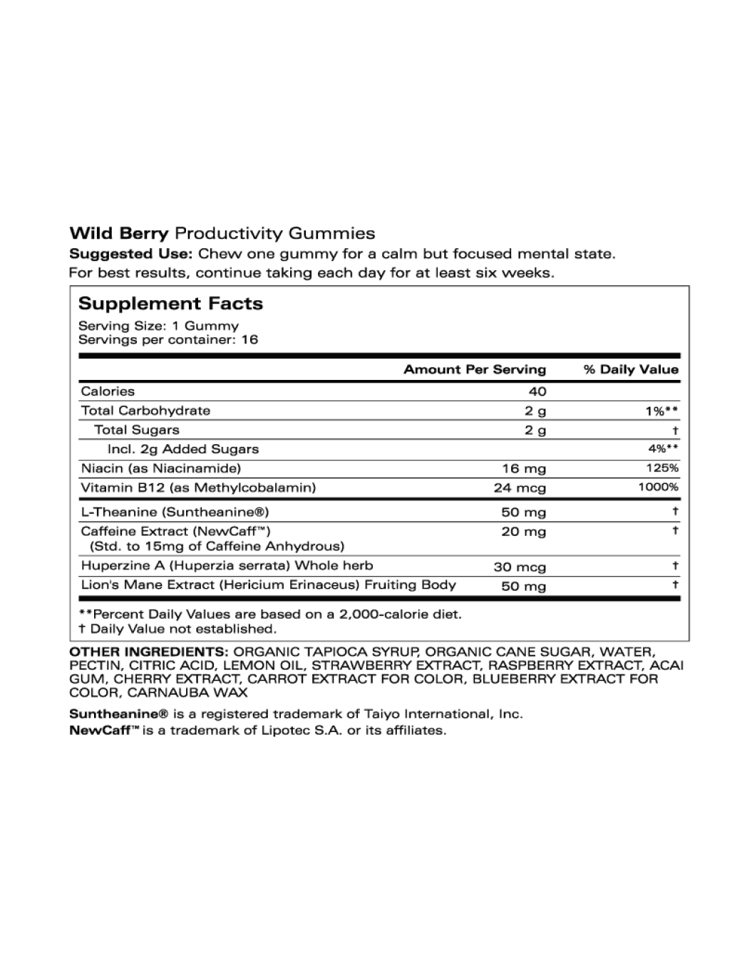 Ingredients Label