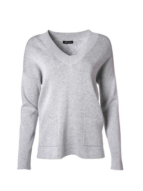 Repeat Long Sleeve V-Neck Sweater Soft Grey