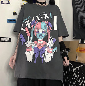 Plus Size Harajuku Menhera Yami Kawaii Fashion Pastel Schoolgirl T-shi - The Kawaii Factory