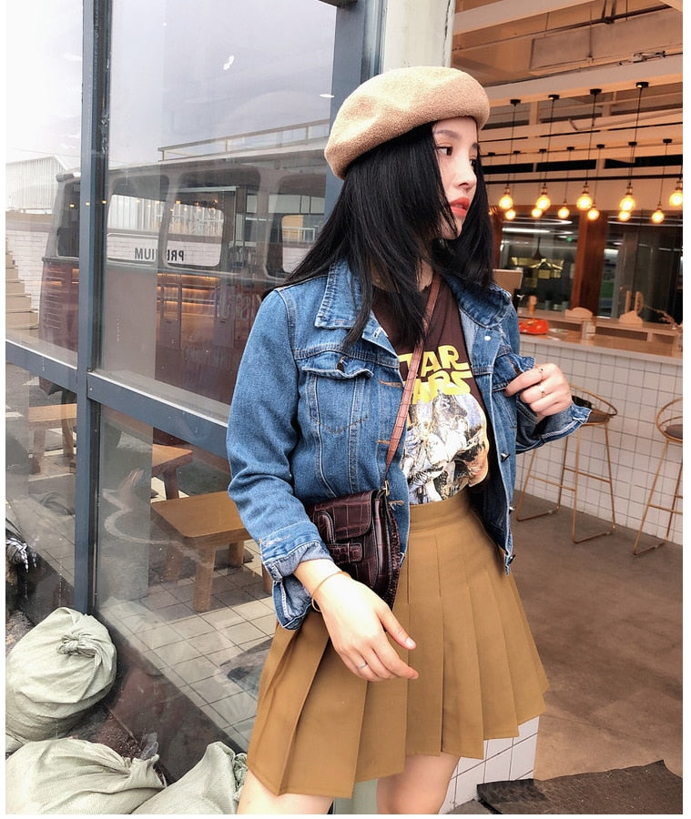 Plus Size Harajuku Kawaii Fashion Style Caramel Pleated Mini Skirt The Kawaii Factory