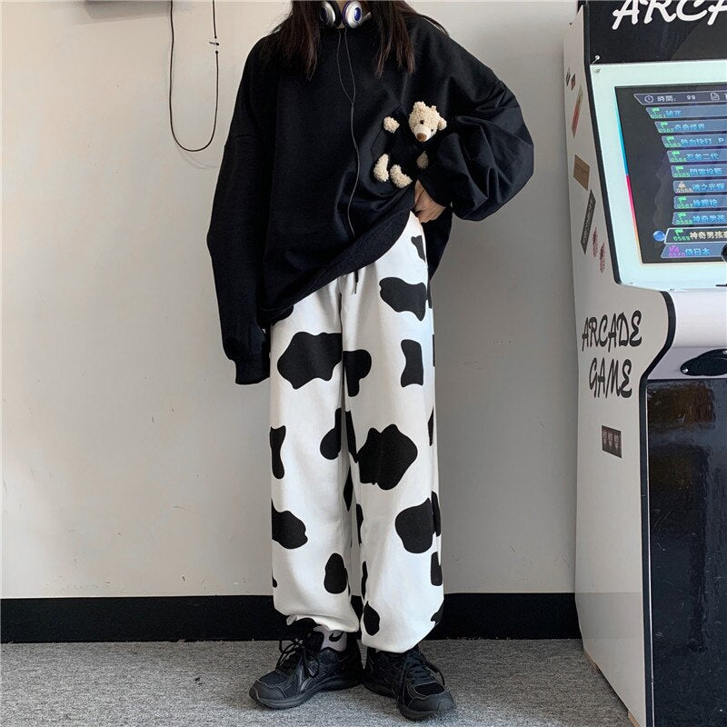 Harajuku Kawaii Fashion Cow Print Sweatpants – The Kawaii Factory