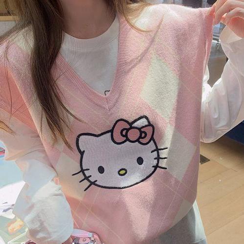Harajuku Kawaii Fashion Hello Kitty Vest (Black/Pink/Grey) – The Kawaii ...