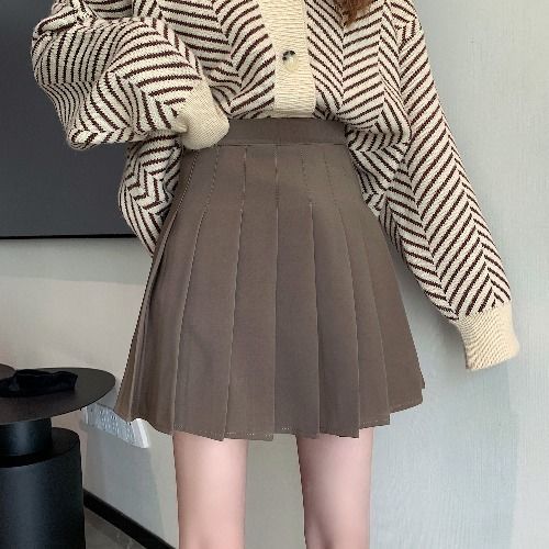 Harajuku Kawaii Fashion Korean Style Brown Pleated Tennis Skirt – The  Kawaii Factory