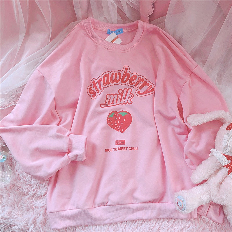 Plus Size Harajuku Strawberry Milk Sweatshirt – The Kawaii Factory