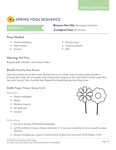 spring yoga lesson plan: crafts. flower activity