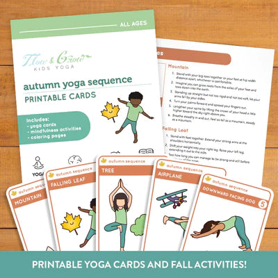 autmun yoga poses and lesosn plan, plus cards, crafts, and activities thumbnail for product