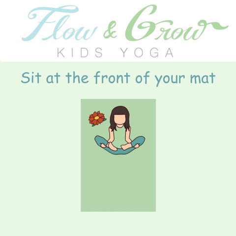 Flower pose from the front of a yoga mat. yoga for kids