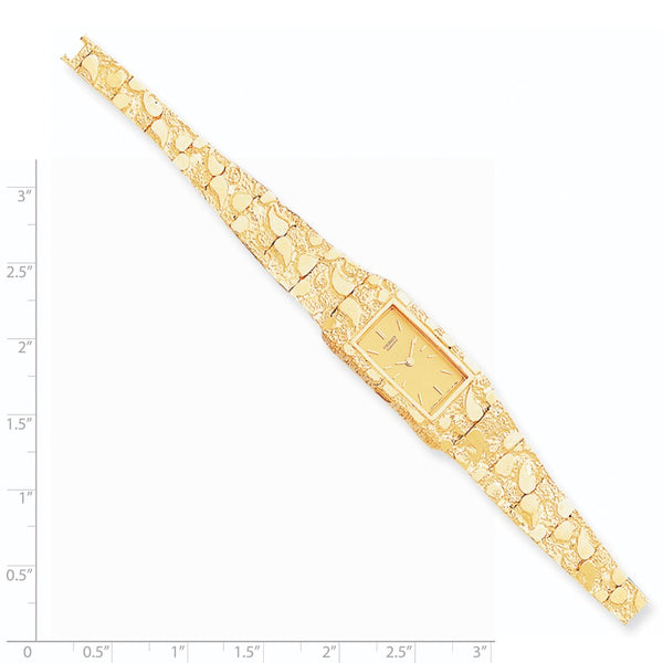 10k Champagne 15x31mm Dial Rectangular Face Nugget Watch-WBC-10N261Y-7 – WB  CHOICE JEWELRY