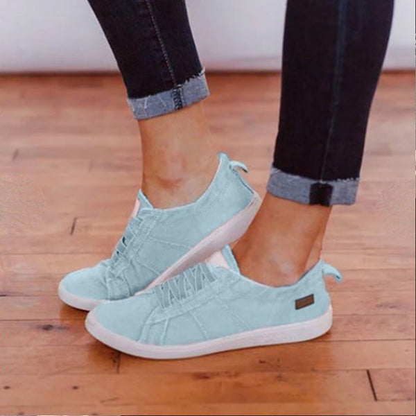 Casual Women Comfortable Breathable Slip On Canvas Sneakers Yokest