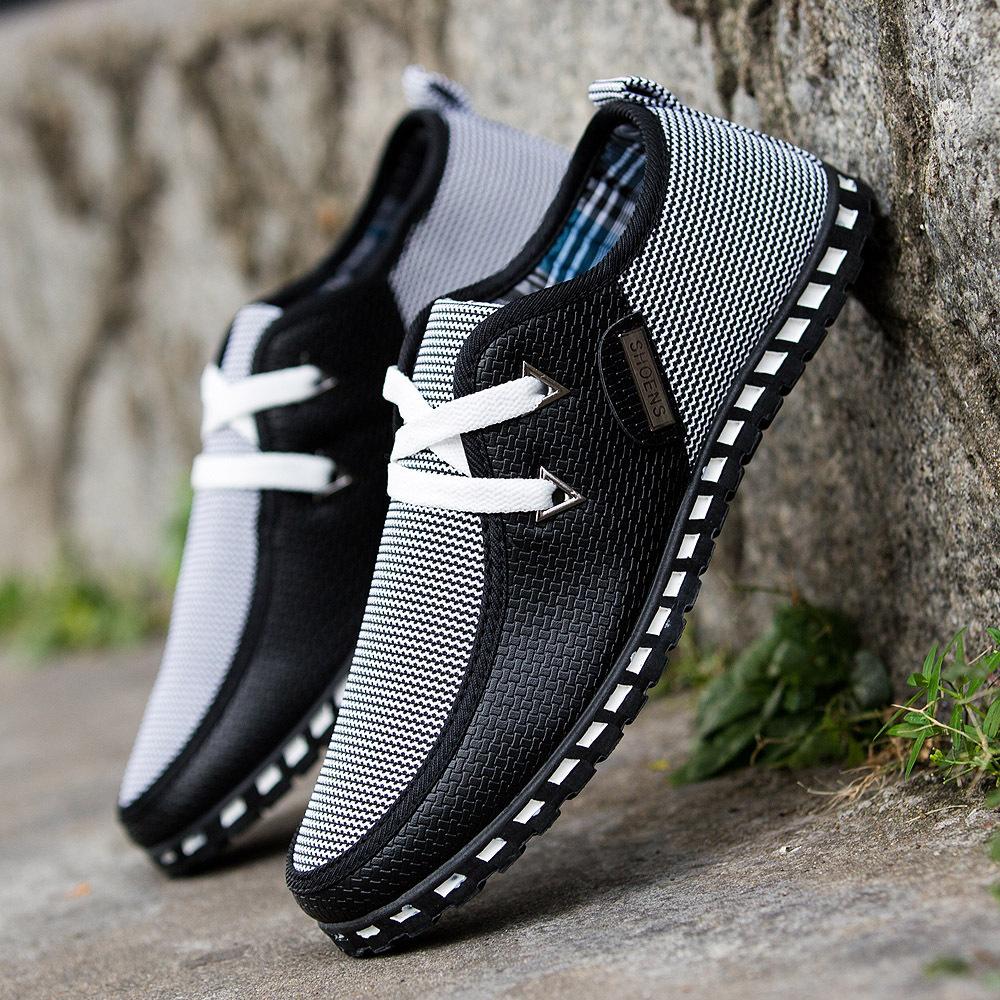 Men's Striped Lace Up Comfortable Lightweight Leather Shoes