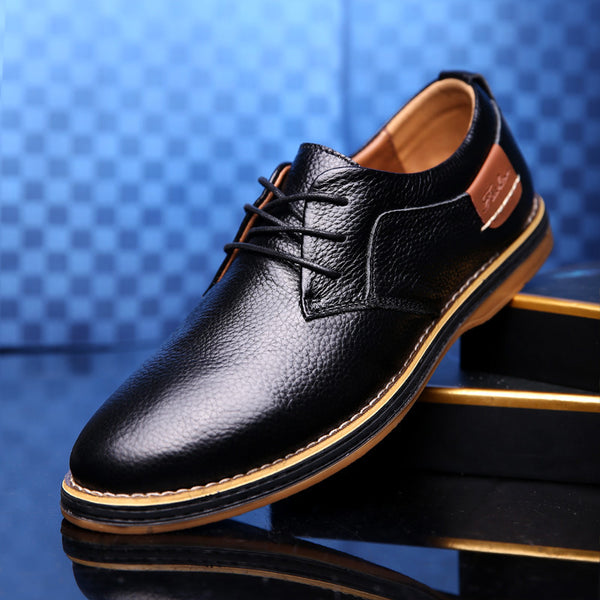Men Oxford Shoes Genuine Leather Lace Up Office Business Casual Shoes ...
