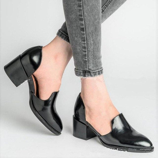 chunky heel slip on shoes