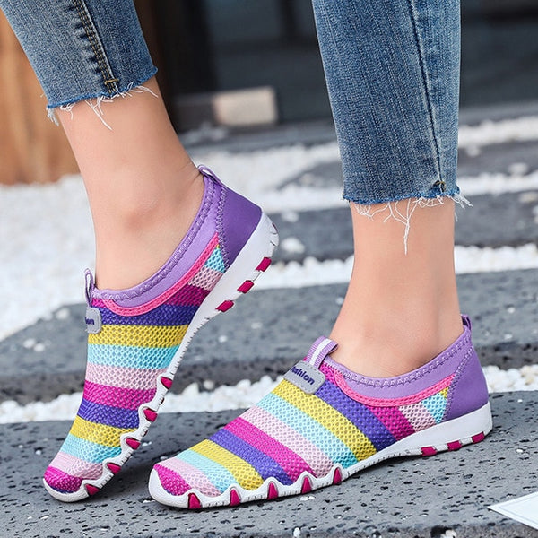 Women Flats Summer Casual Mesh Slip On 