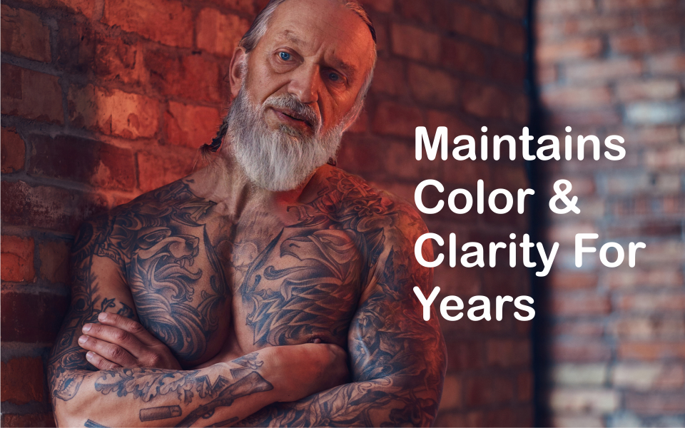 Man with tattoos showing color and clarity