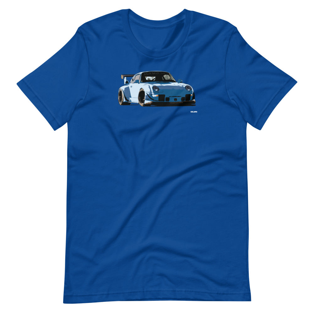 Porsche 964 Wide Body - Blue T-Shirt – 100 Miles Per Hour