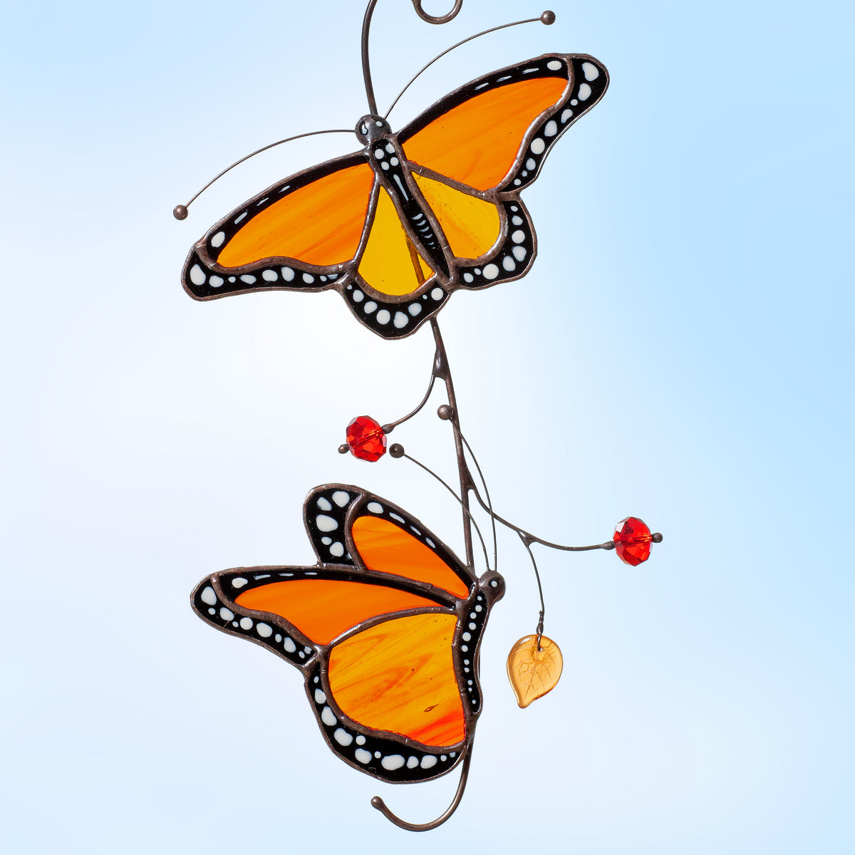 Suncatcher of Monarch Butterflies stained glass window hangings decor