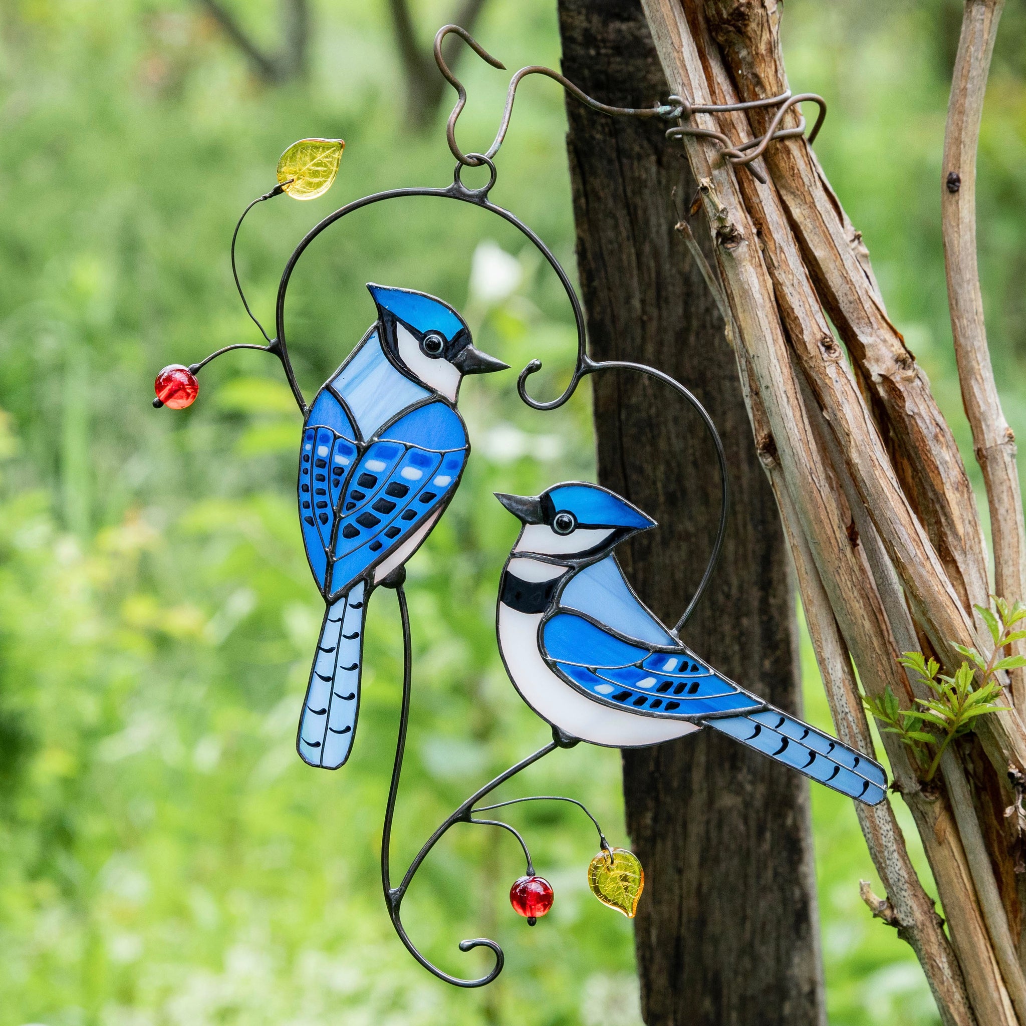 Blue Jays Stained Glass Bird Window Hangings
