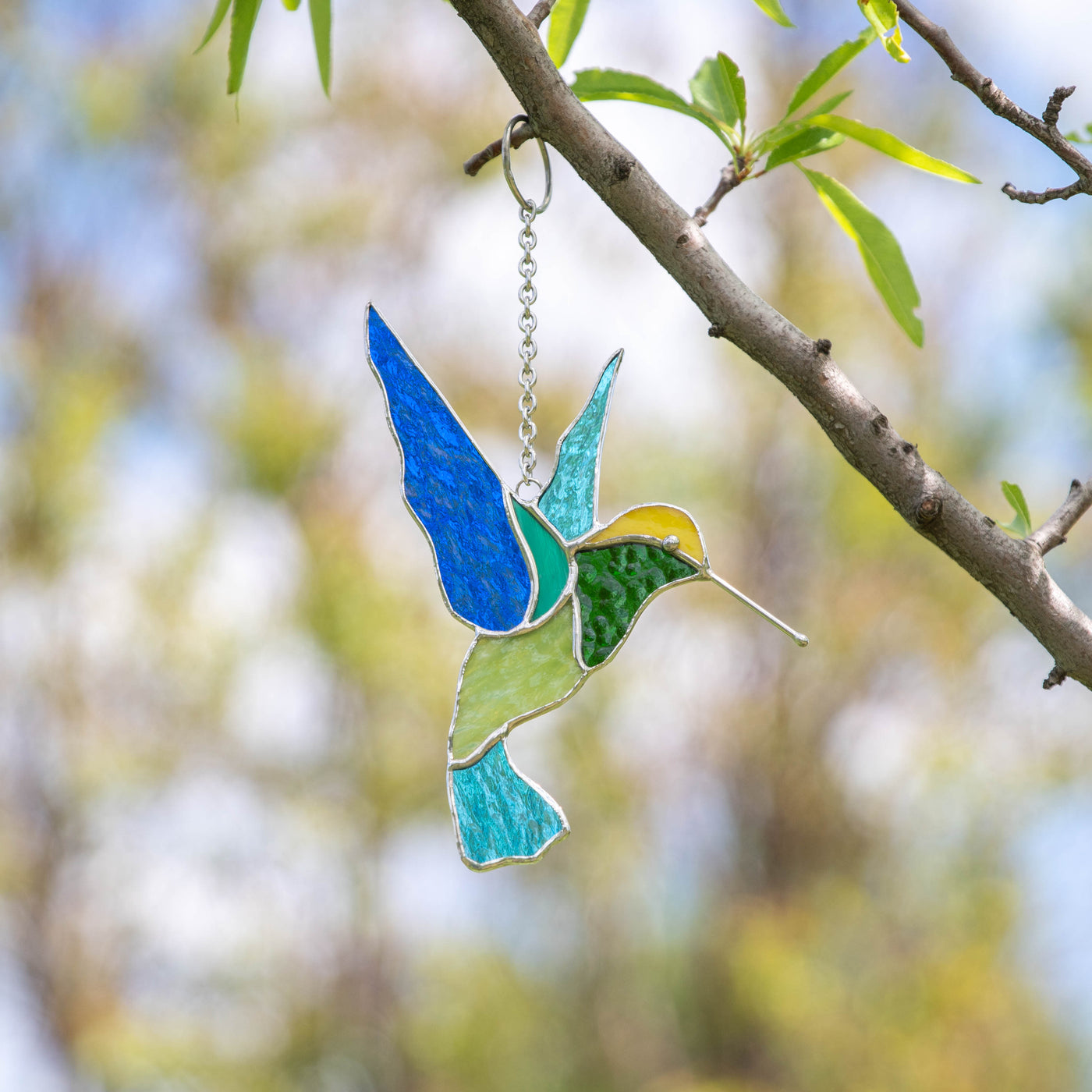 Stained glass hummingbird suncatcher