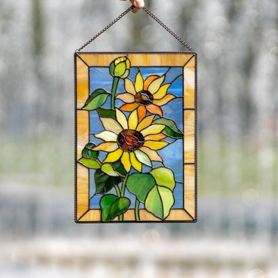 Stained Glass Window Hanging - Folk Flower Cluster – Kennedy Sue