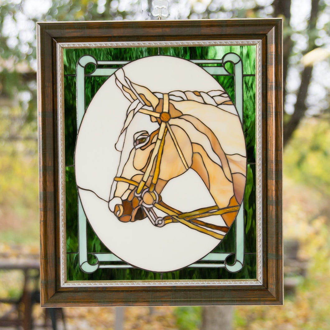 horse stained glass design