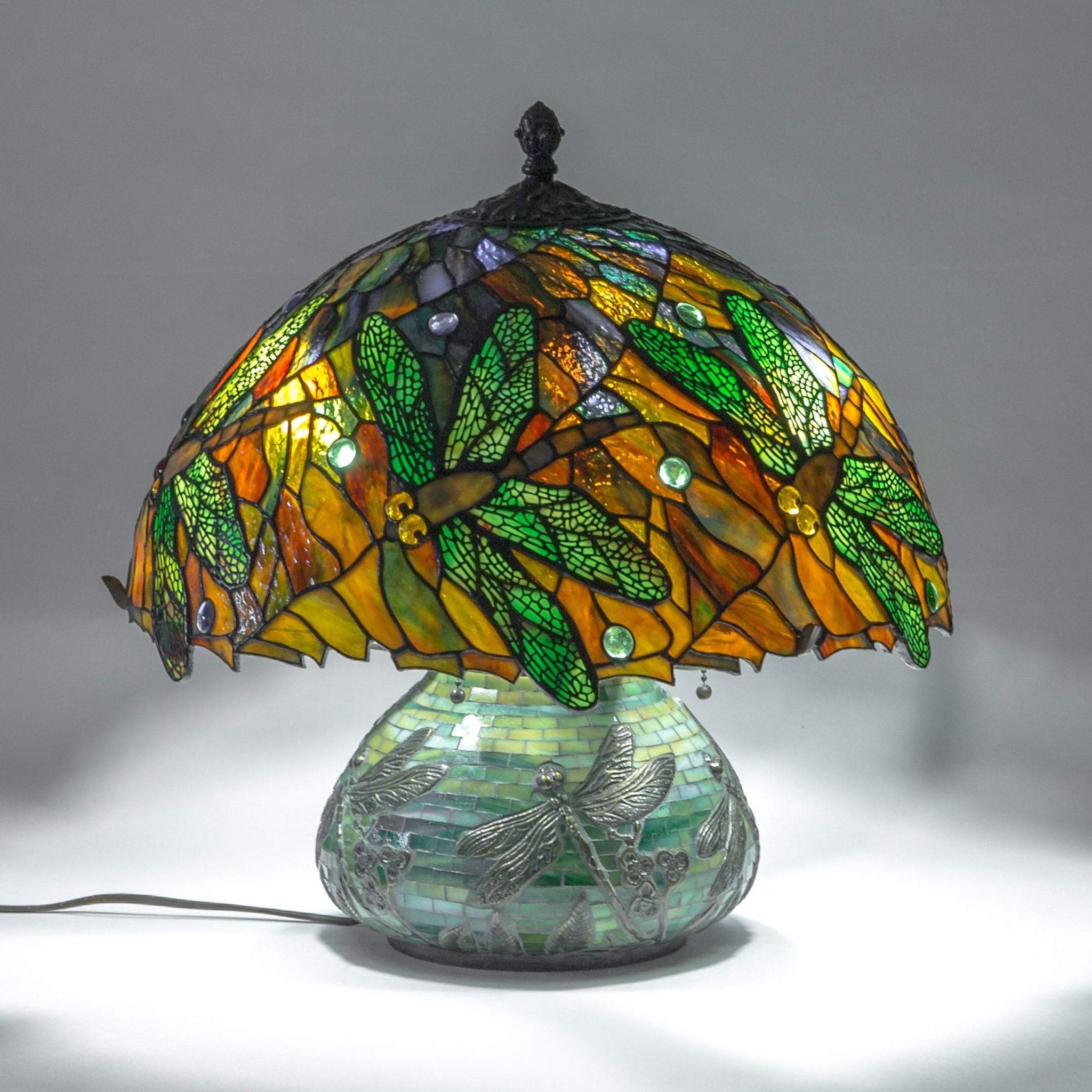 Dragonfly Stained Glass Mosaic Lamp - unique bedside lamp – Glass Art