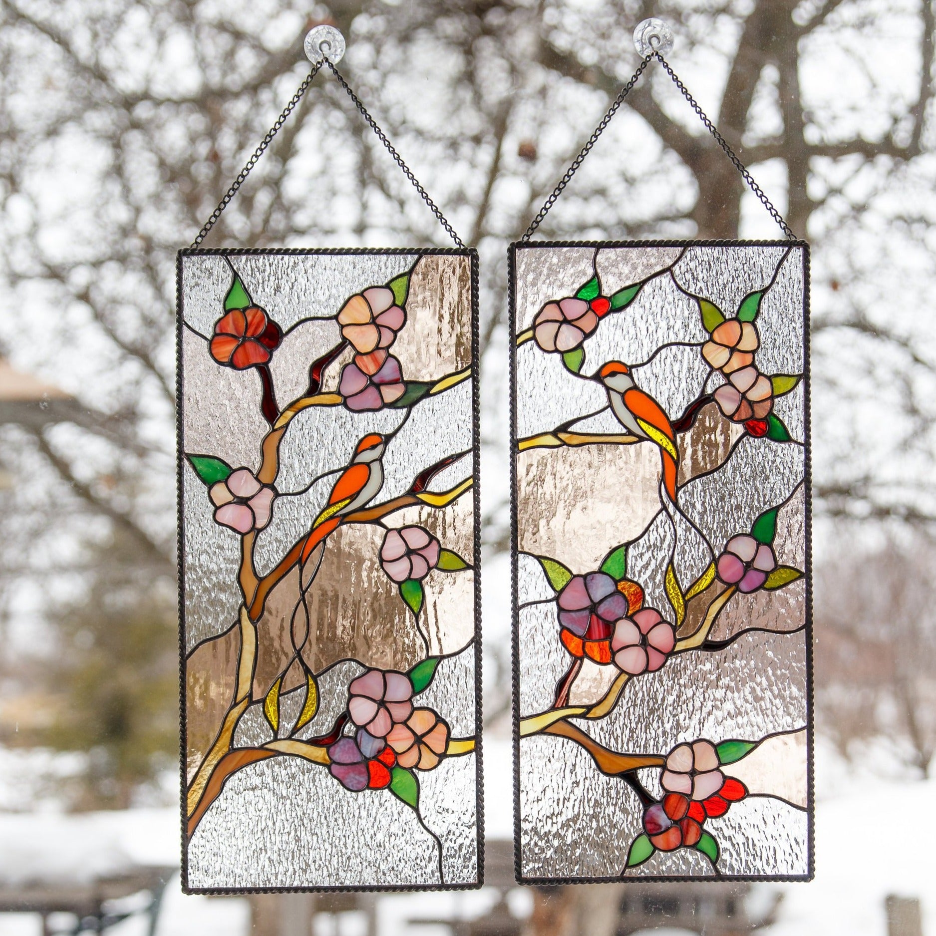 Cherry Blossom stained glass window panels – Glass Art Stories