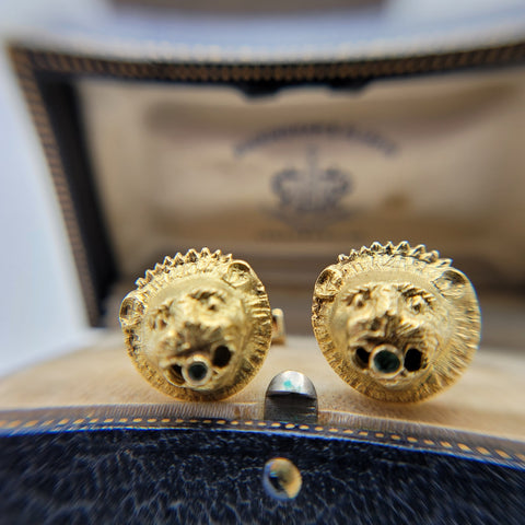 Captivating Lion Motif Versace Inspired Vintage Cufflinks in Rich 18K Yellow Gold  Peter's Vaults