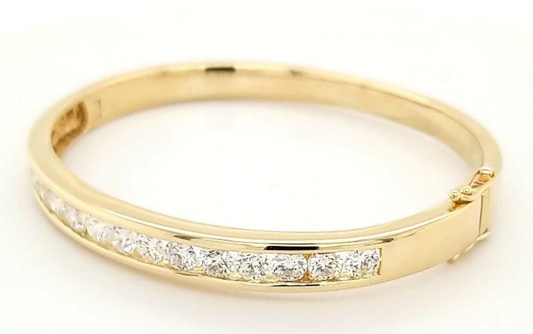 Super Solid 4 Carat Diamond Bangle in 14K Gold - Peters Vaults