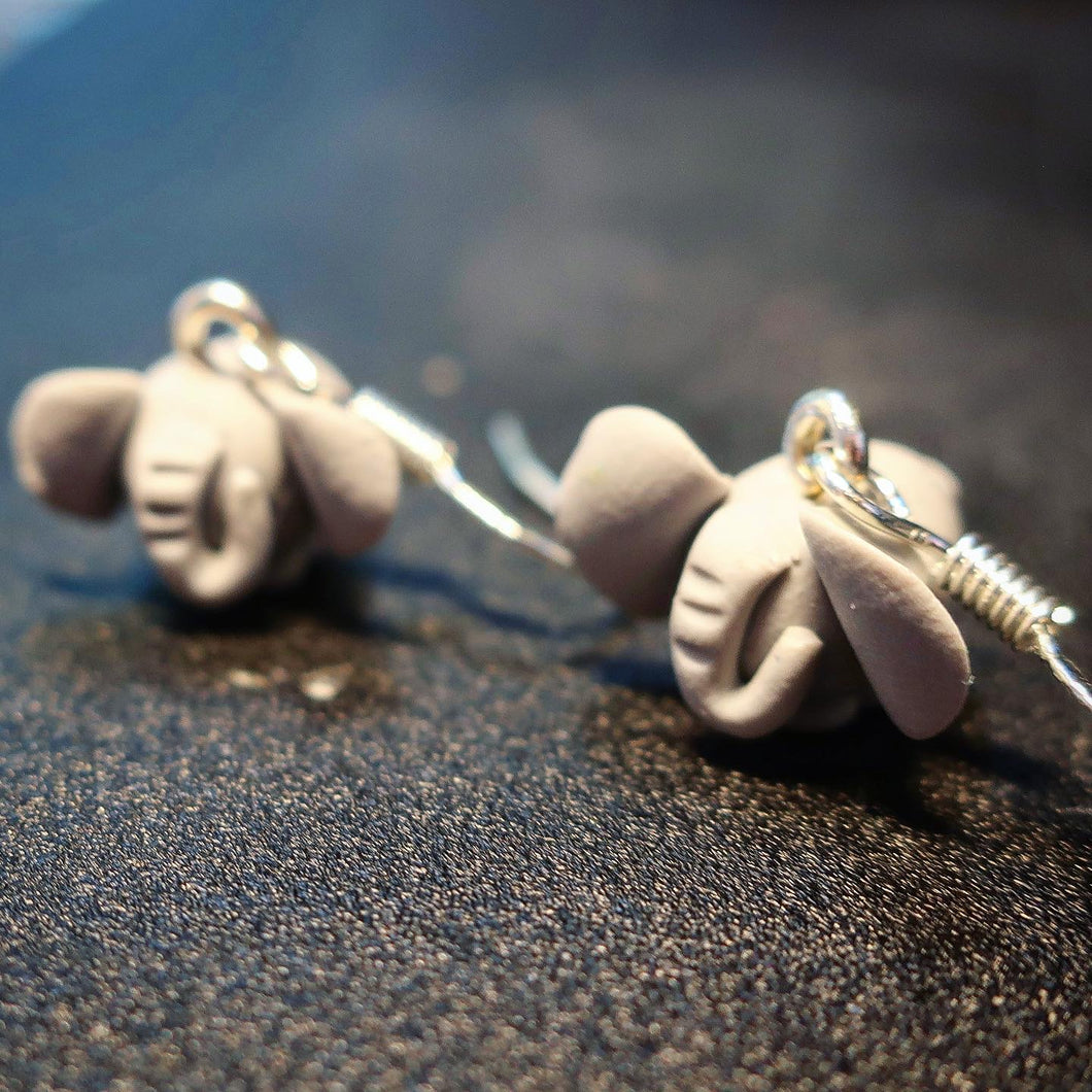 Handmade Earrings | Tiny Elephants | Polymer Clay