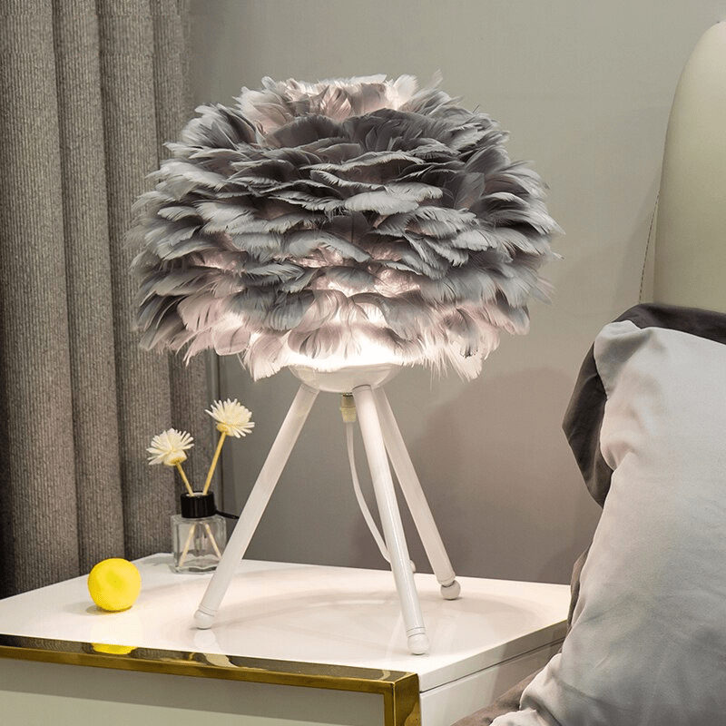 grey feather bedside lamp