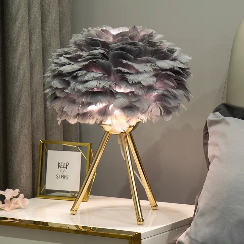 grey feather bedside lamp