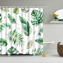 Load image into Gallery viewer, Decluttered Homes Green Tropical Plant Shower Curtains Decluttered Homes Shower Curtains

