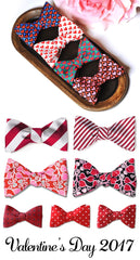 Red Hearts Valentines bow ties