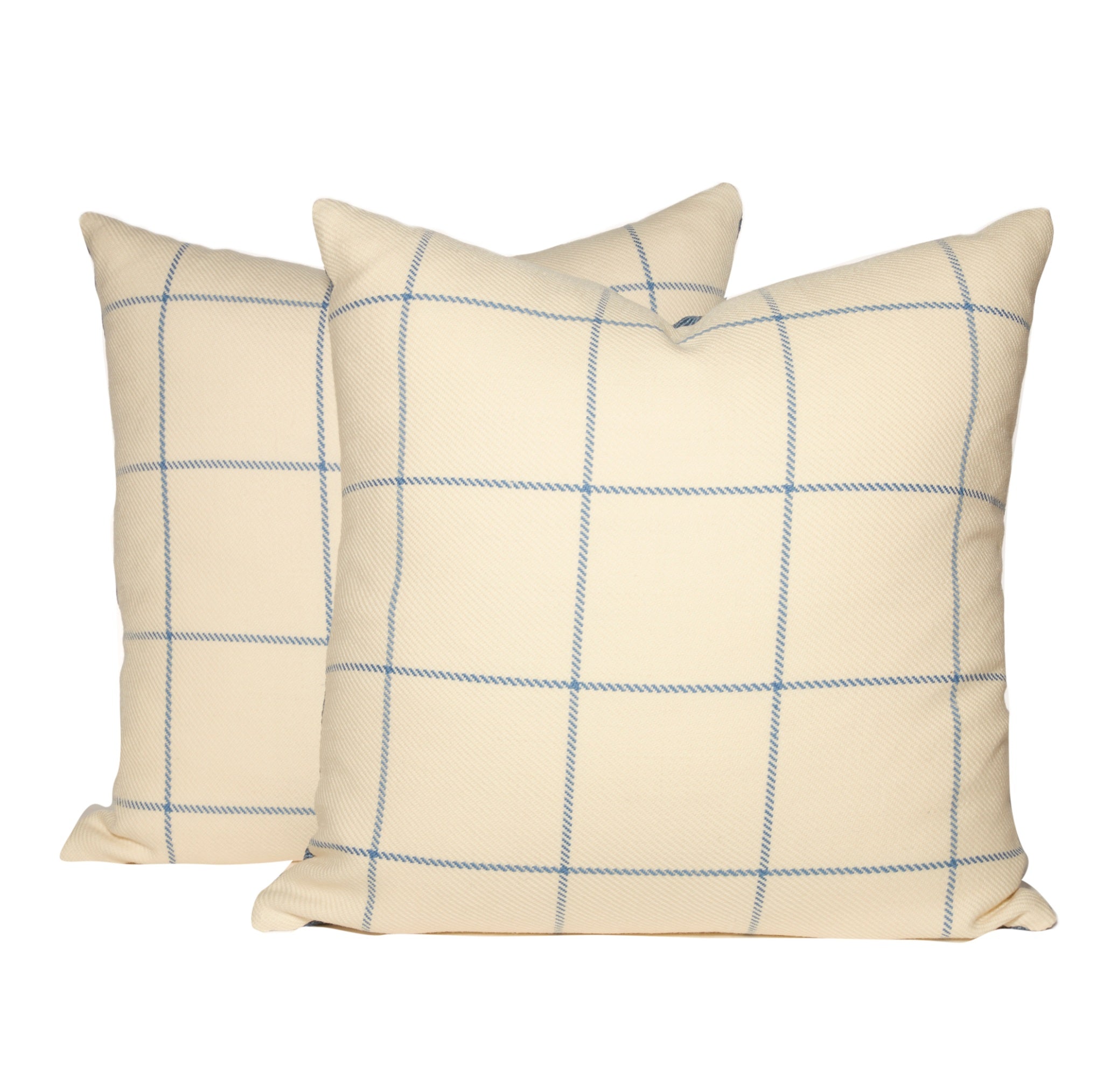 blue and tan pillows