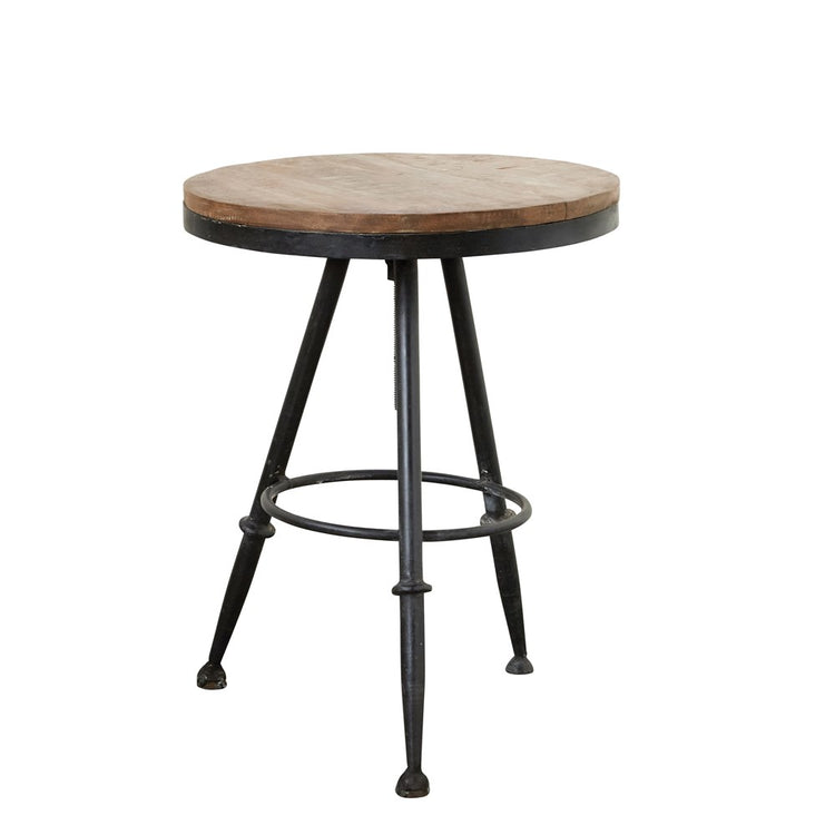 Side Table Round Mango Wood Black Metal Base Adjustable Bella B Decor