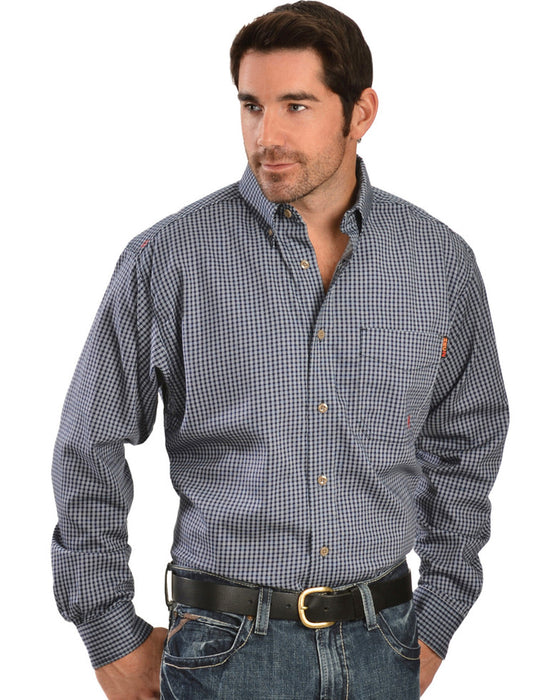Blue Multi Plaid Flame-Resistant 'FR' Long Sleeve Work Shirts, FLAME ...