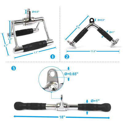V Handle, Rotating Bar, V-Shaped Bar |  Tricep Press Down Cable Machine Attachments - POWER GUIDANCE FITNESS