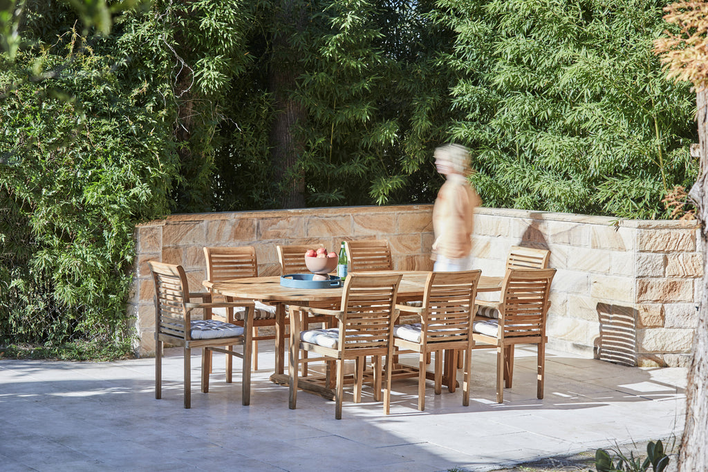 teak oval extension table