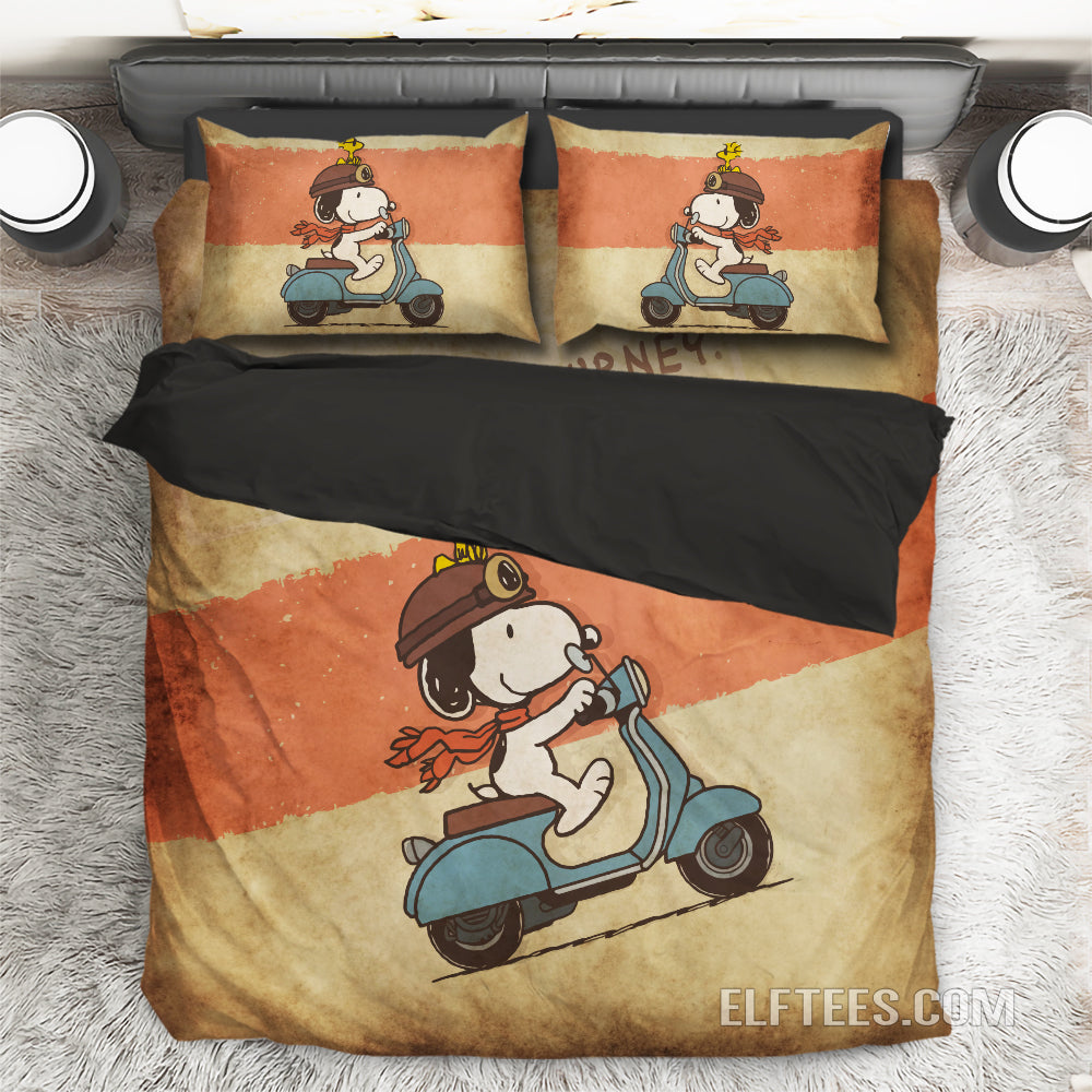 Snoopy Bed Set Snoopy Vespa Vintage Duvet Cover Snp01 Elftees