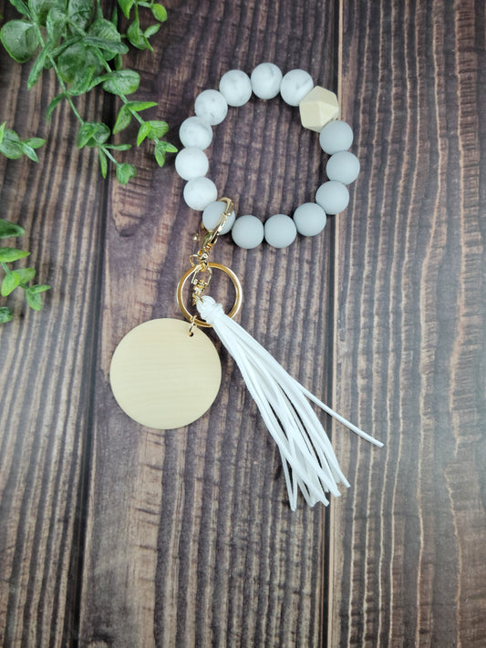 Customizable Silicone beaded lanyard with wood disc, engraved wood dis –  Amanda's Crafty Creations