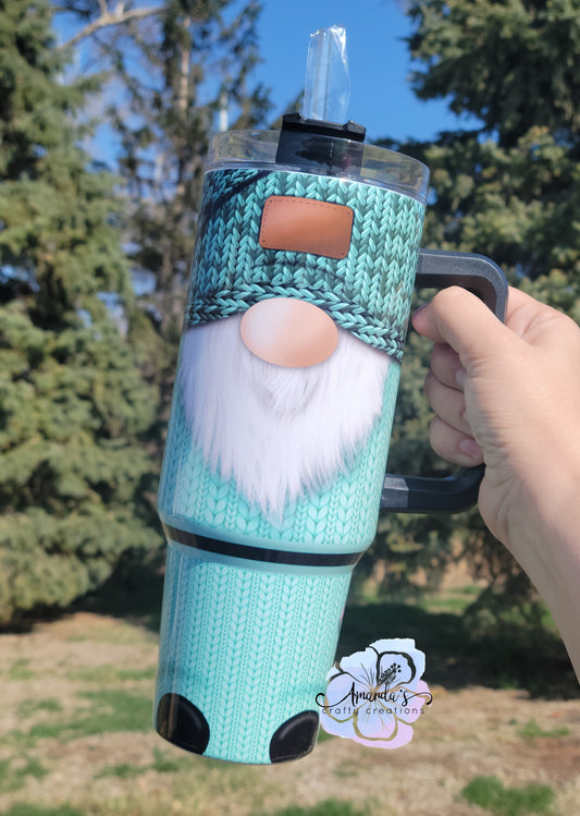 Gnome tumbler, 40 oz metal tumbler with handle, gnome lover, metal t –  Amanda's Crafty Creations