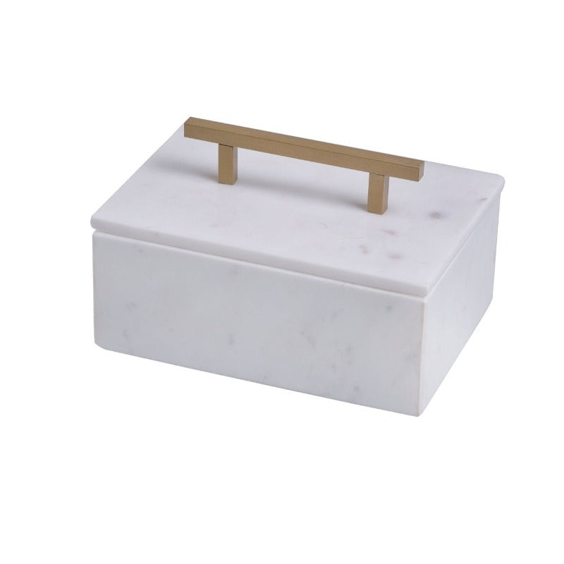 MARBLE BOX WITH LID - Ecru