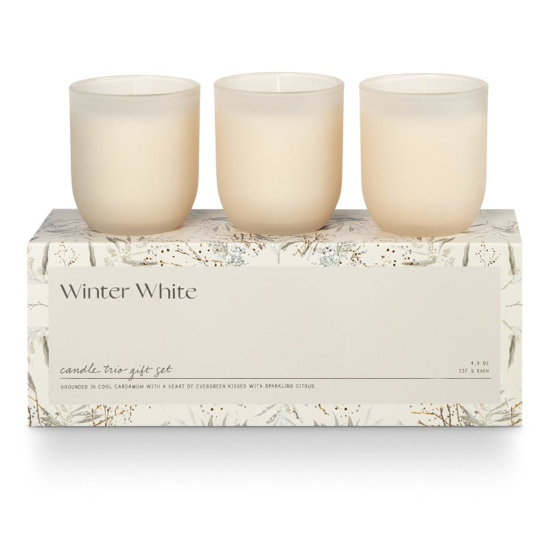 Illume Large Boxed Crackle Glass Candle Winter White