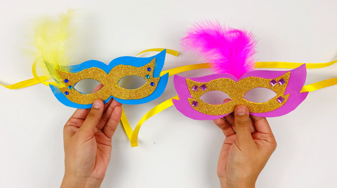 A blue and pink Italy Carnival masks for kids