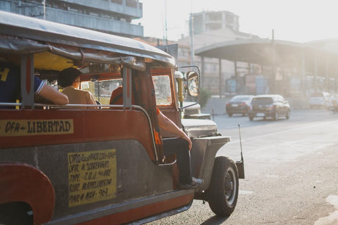 Traveling by jeepney in the city of Philippines