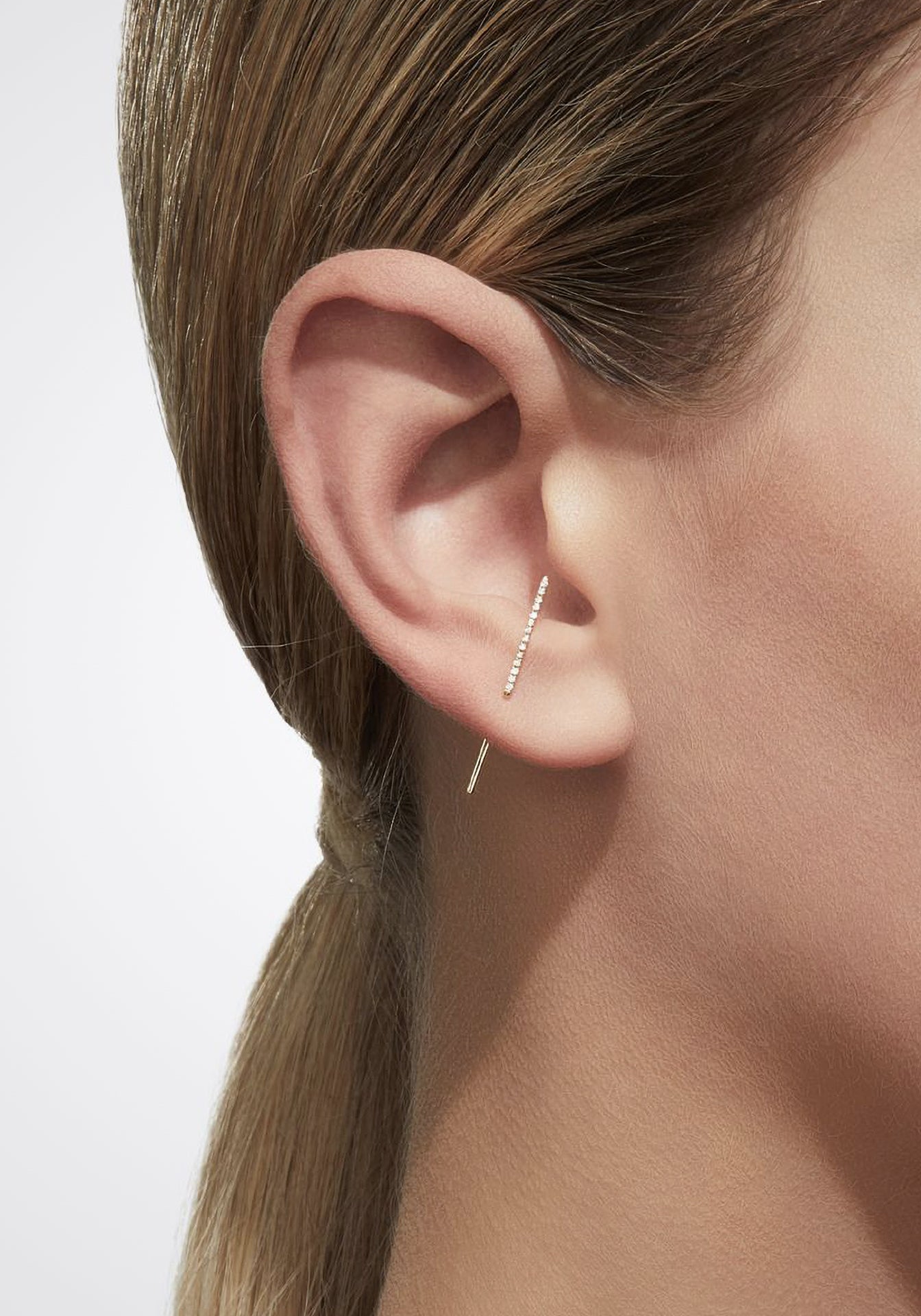 SHIHARA T-Post, 18K Yellow Gold + Diamond Pavé Earring – The