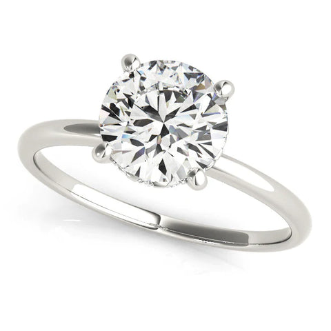 Hidden Halo Classic Round Cut Engagement Ring, 0.55 Ctw, 14K White Gold, Lab Grown Diamond