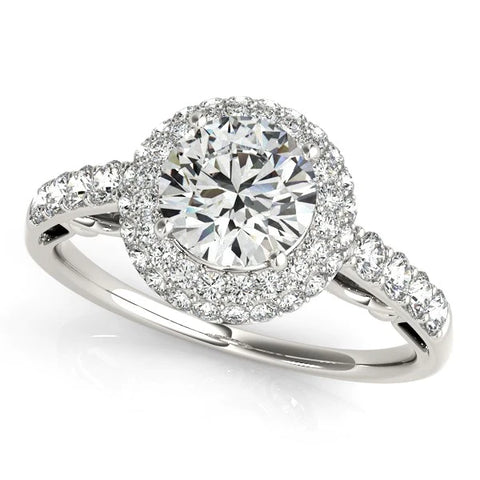 Halo Style Diamond Engagement Pave Shank Ring