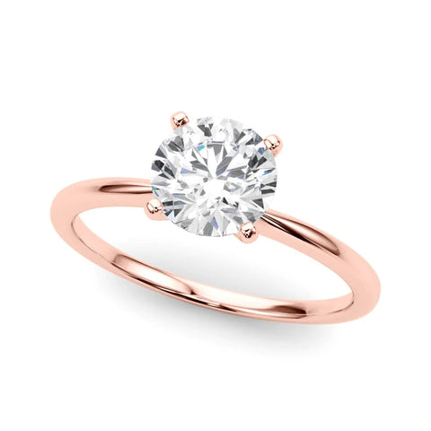 4 Prong Solitaire Round Cut Engagement Ring, 1 Ct., 14K Rose Gold, Lab Grown Diamond